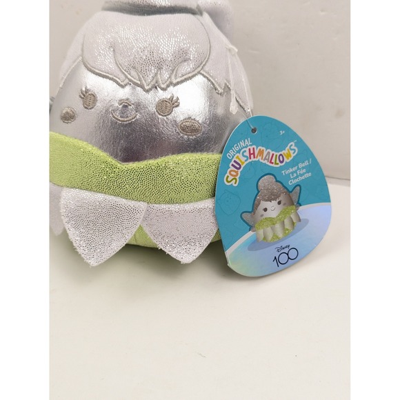 Squishmallows Disney 100 Tinker Bell‎ Plush Silver Green Sparkle NWT - Picture 2 of 8